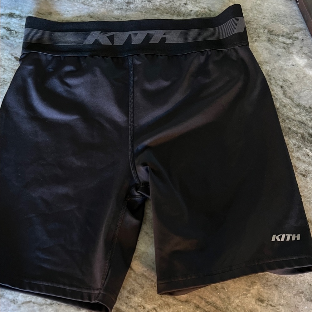 Kith Black Bike Shorts with Logo Waistband